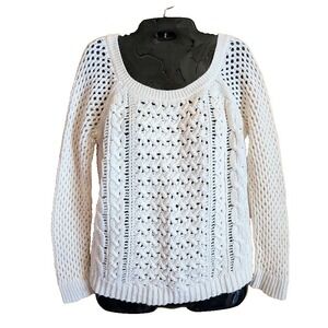 American Eagle Womens Sweater L 2010s Fisherman Classic Cable Knit Minimalist